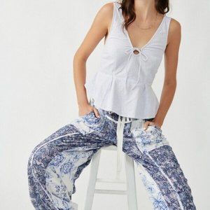 Free People Mika Striped Tank Top Printed Smocked S,M ,L & XL